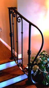 2-Rail Wrought Iron Railing with Decorative Collars and Scrolls