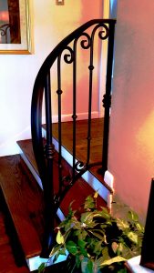 2-Rail Wrought Iron Railing with Decorative Collars and Scrolls