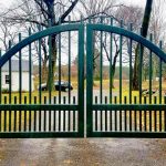 Decorative Automated Wrought Iron / Wood Replica Entry Gate