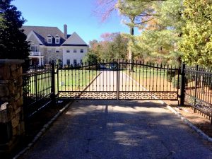 Decorative Wrought Iron 3-Rail Automated Entry Gate